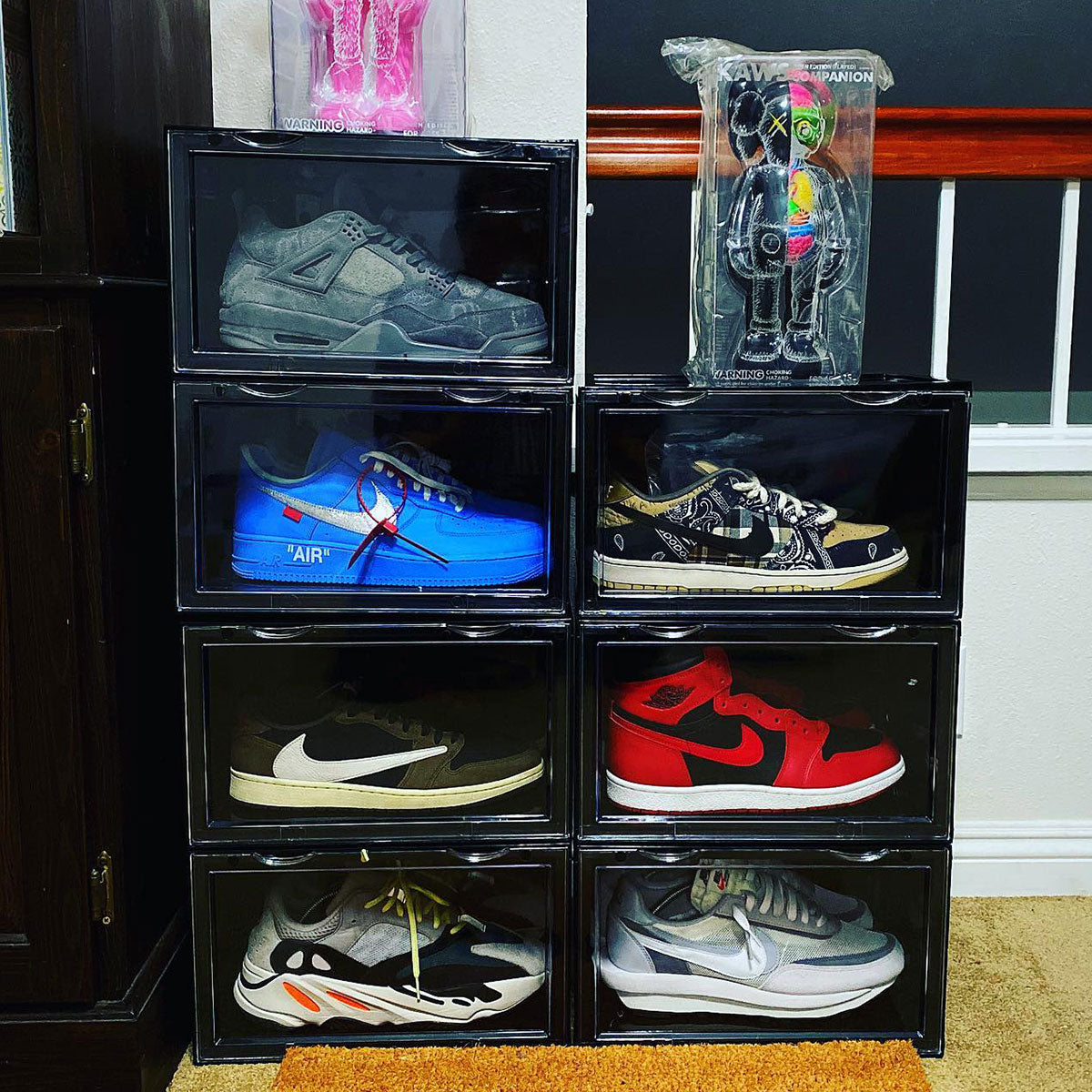 Sneaker Throne Shoe Rack With Lights Sleek Wood Shoe Shelf With