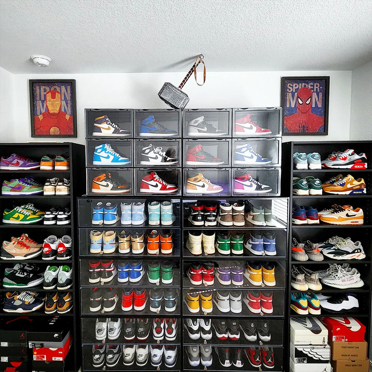 Sneaker Throne Shoe Rack With Lights Sleek Wood Shoe Shelf With